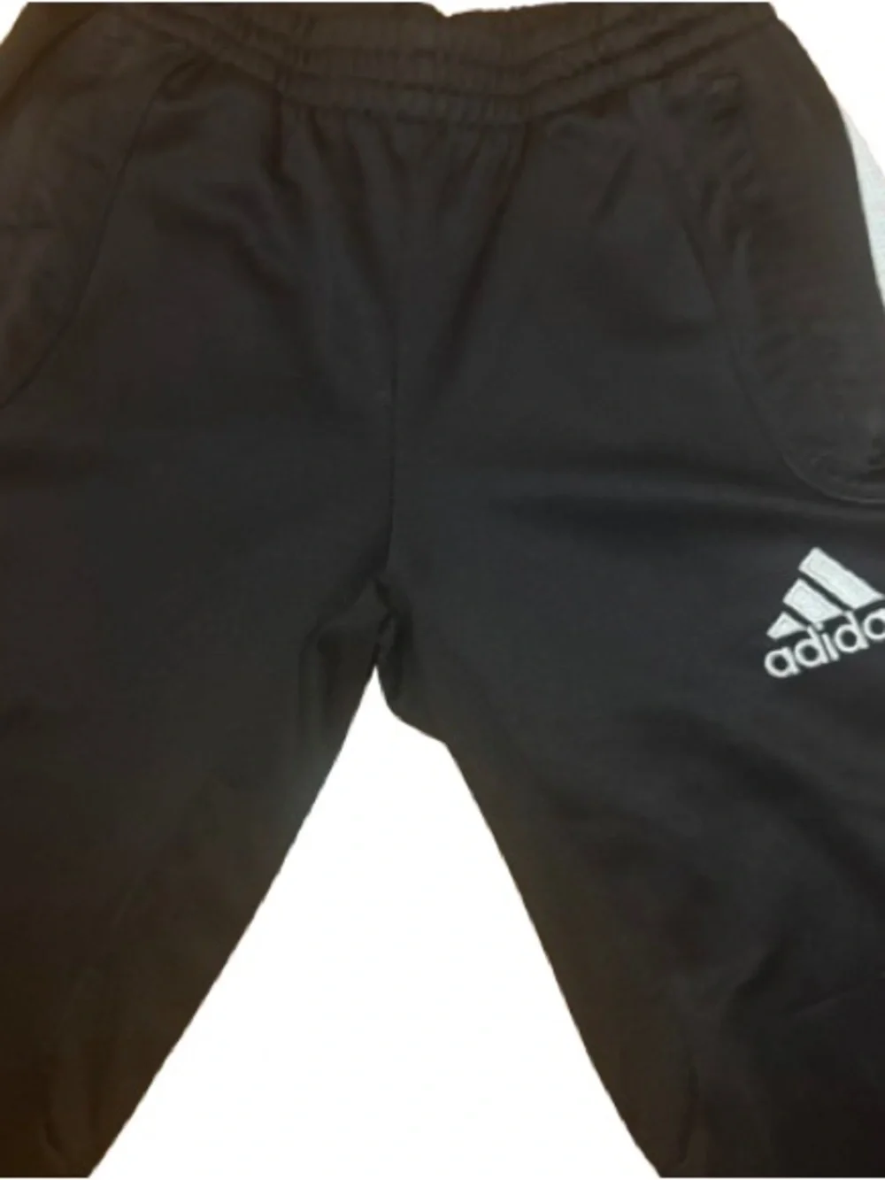 adidas Black and White Athletic Pants with Logo Tag Boys Youth L